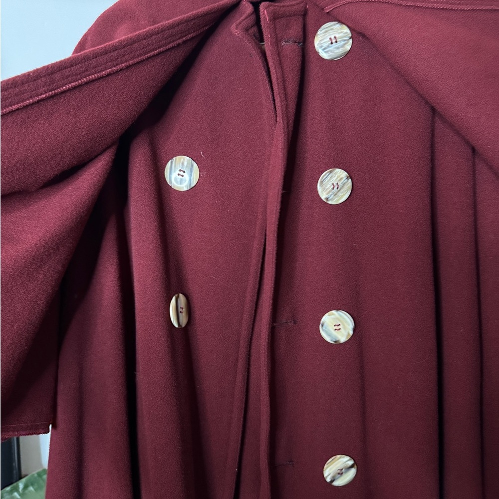 Vintage Victorian Ox Blood Maroon Wool Cloak - Picture 12 of 12